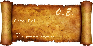 Opre Erik névjegykártya